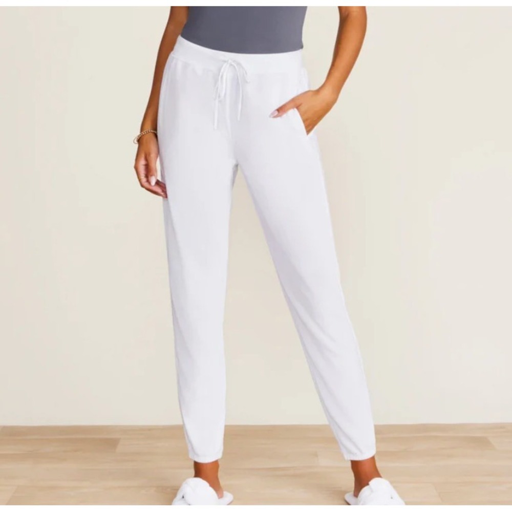 Barefoot Dreams Youth CozyTerry Jogger Pants Sea Salt White Pants Size 8/10 NEW